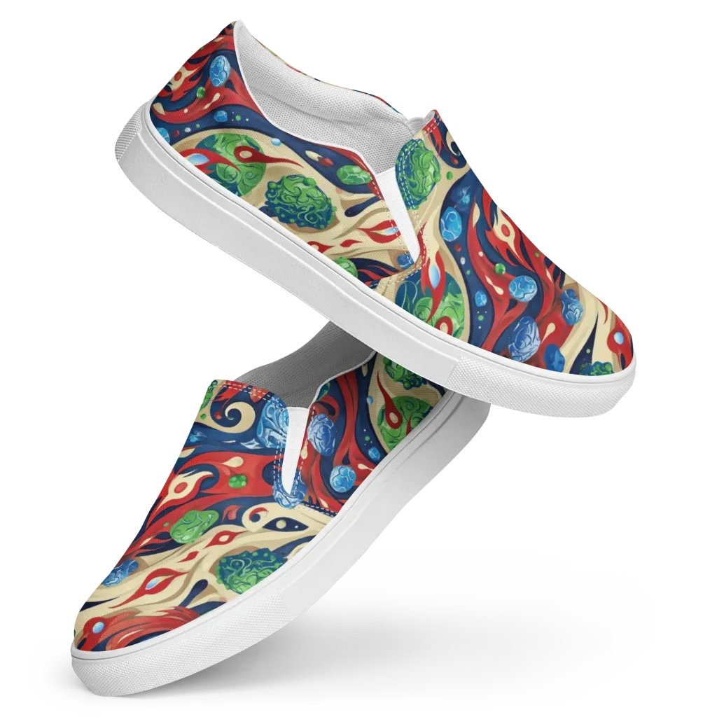 Cosmic Sgraffito on Women's Slip-On Canvas Shoes — Front