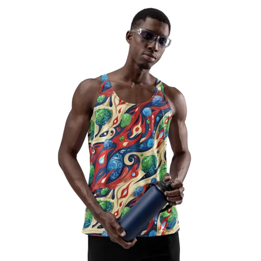 Cosmic Sgraffito on a Men's Tank Top