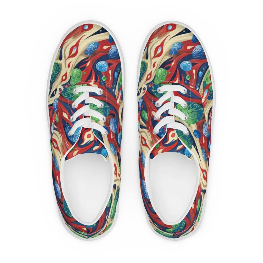 Cosmic Sgraffito on Men's Lace-Up Canvas Shoes — Front