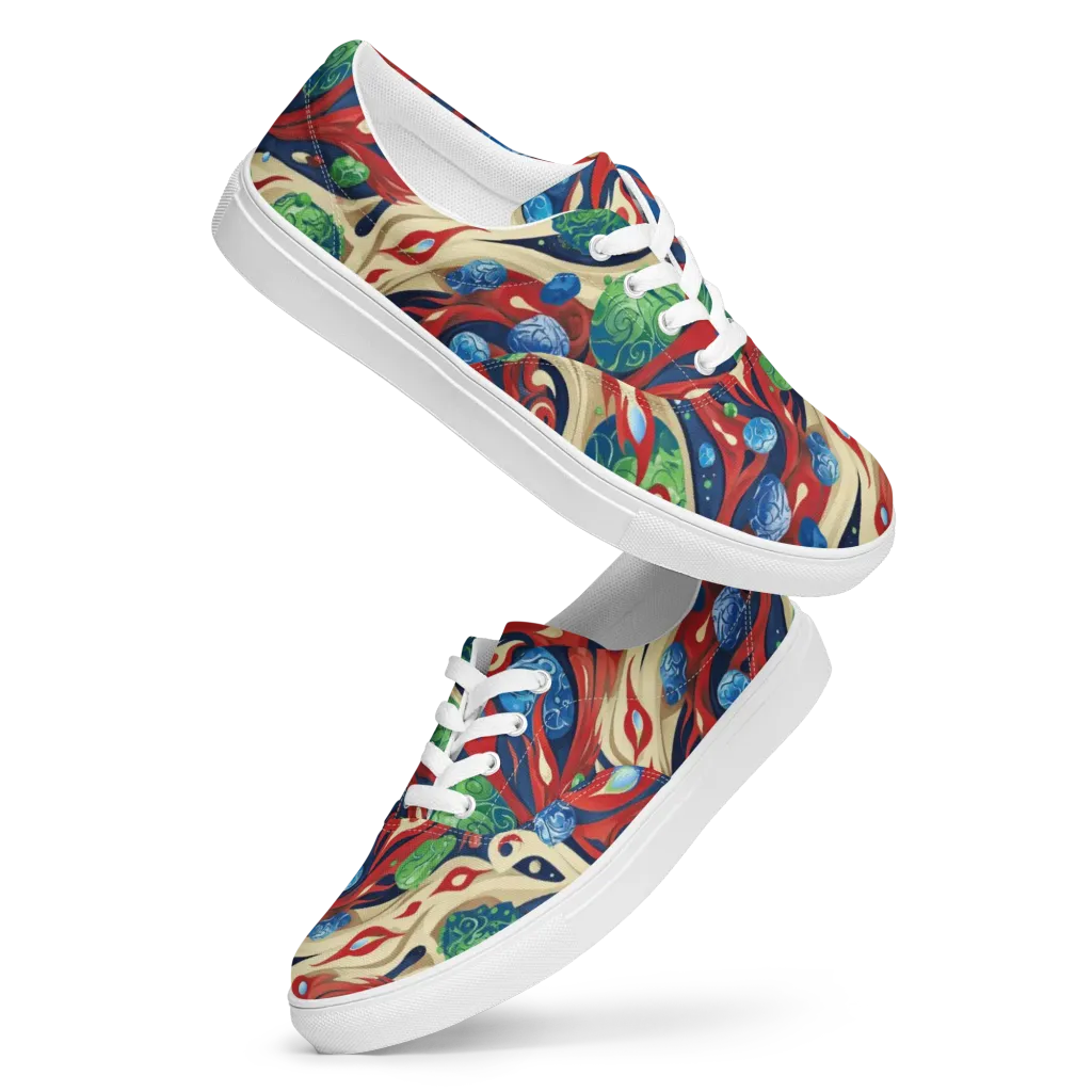 Cosmic Sgraffito on Men's Lace-Up Canvas Shoes — Front