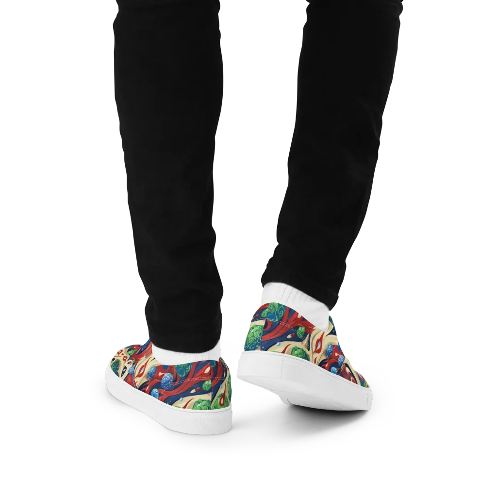 Cosmic Sgraffito on Men's Lace-Up Canvas Shoes — Back
