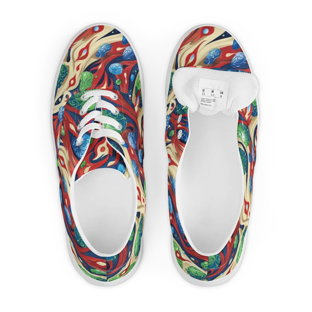 Cosmic Sgraffito on Men's Lace-Up Canvas Shoes — Front