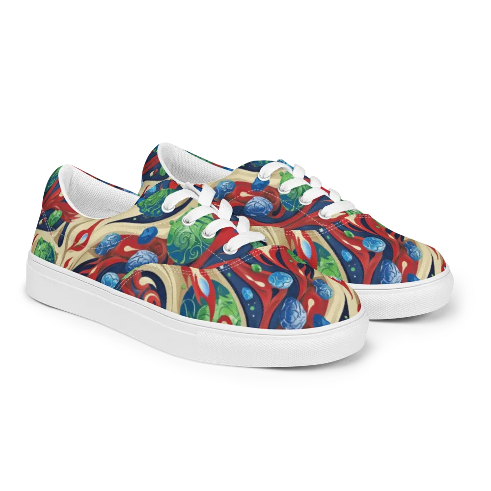Cosmic Sgraffito on Men's Lace-Up Canvas Shoes — Right Front