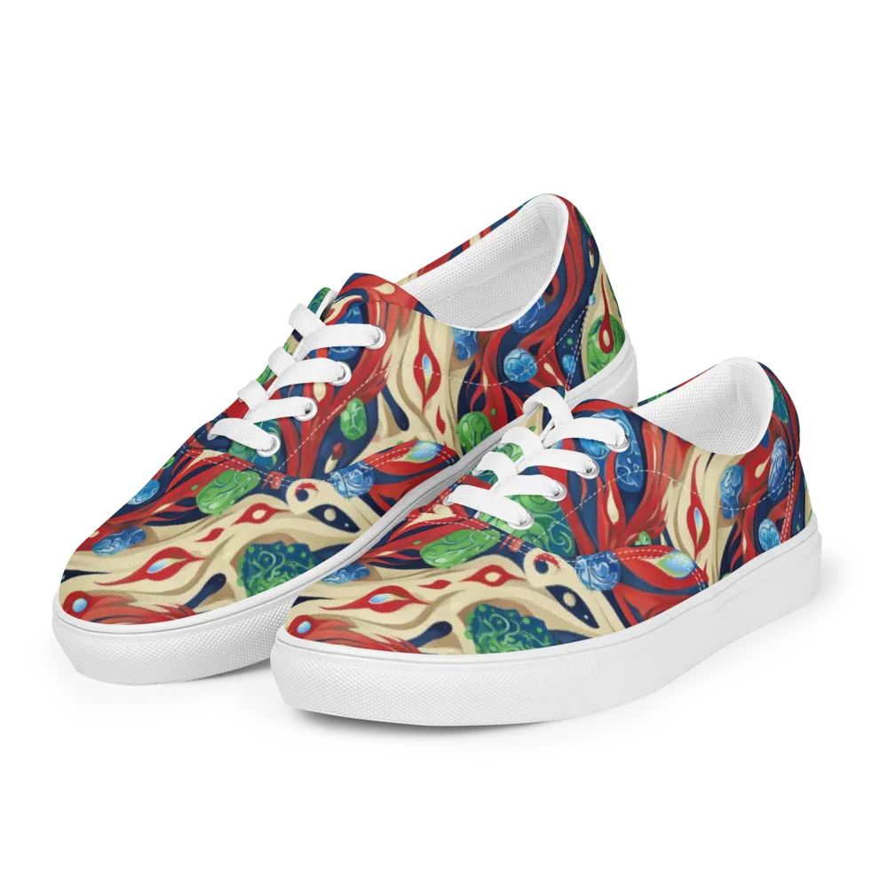 Cosmic Sgraffito on Men's Lace-Up Canvas Shoes — Left Front