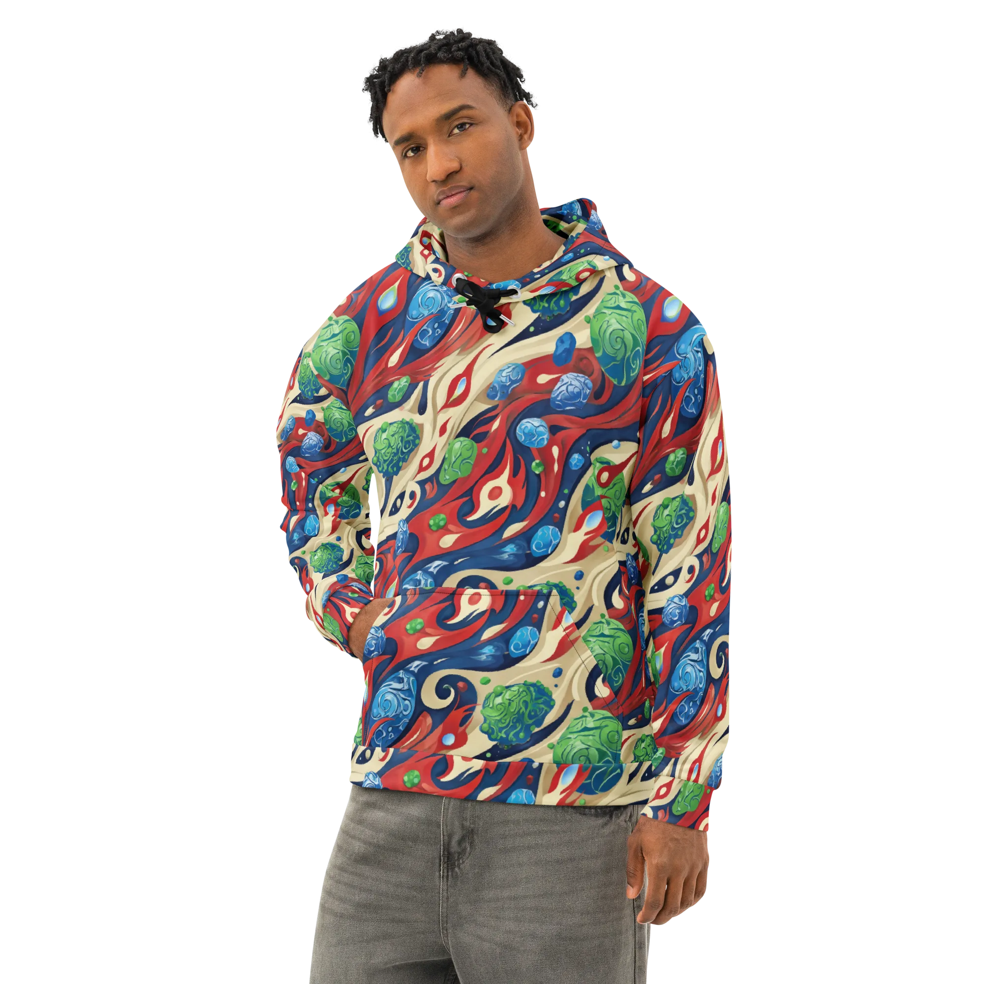 Cosmic Sgraffito on Cotton Hoodie — Left Front