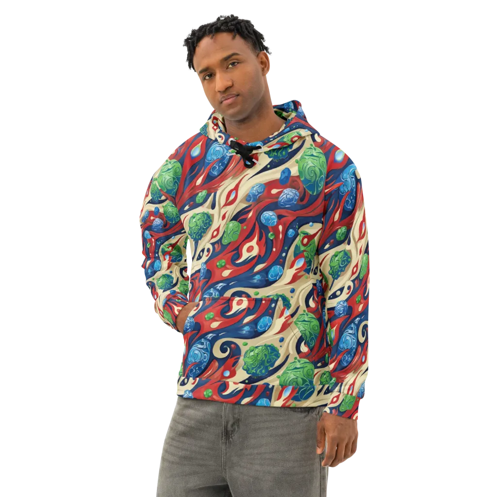 Cosmic Sgraffito on Cotton Hoodie — Left Front