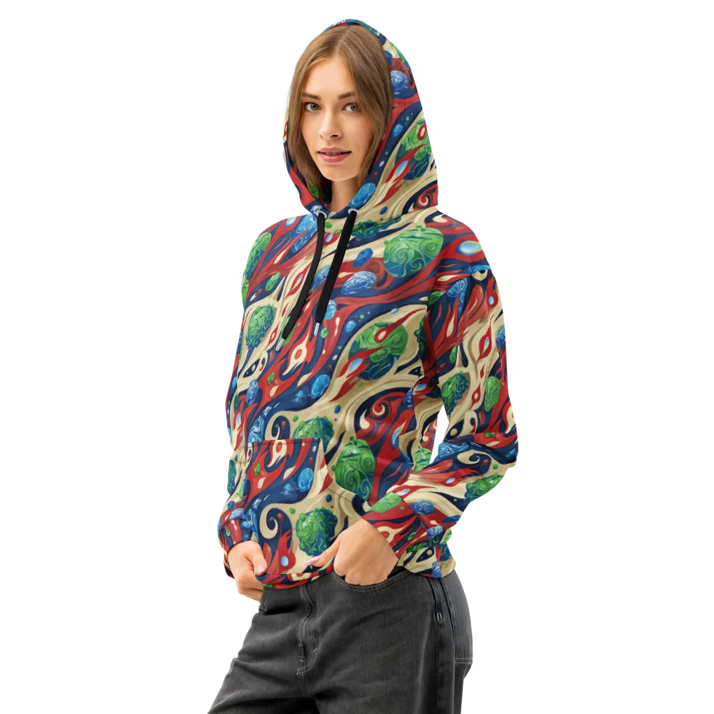 Cosmic Sgraffito on Cotton Hoodie — Left Front