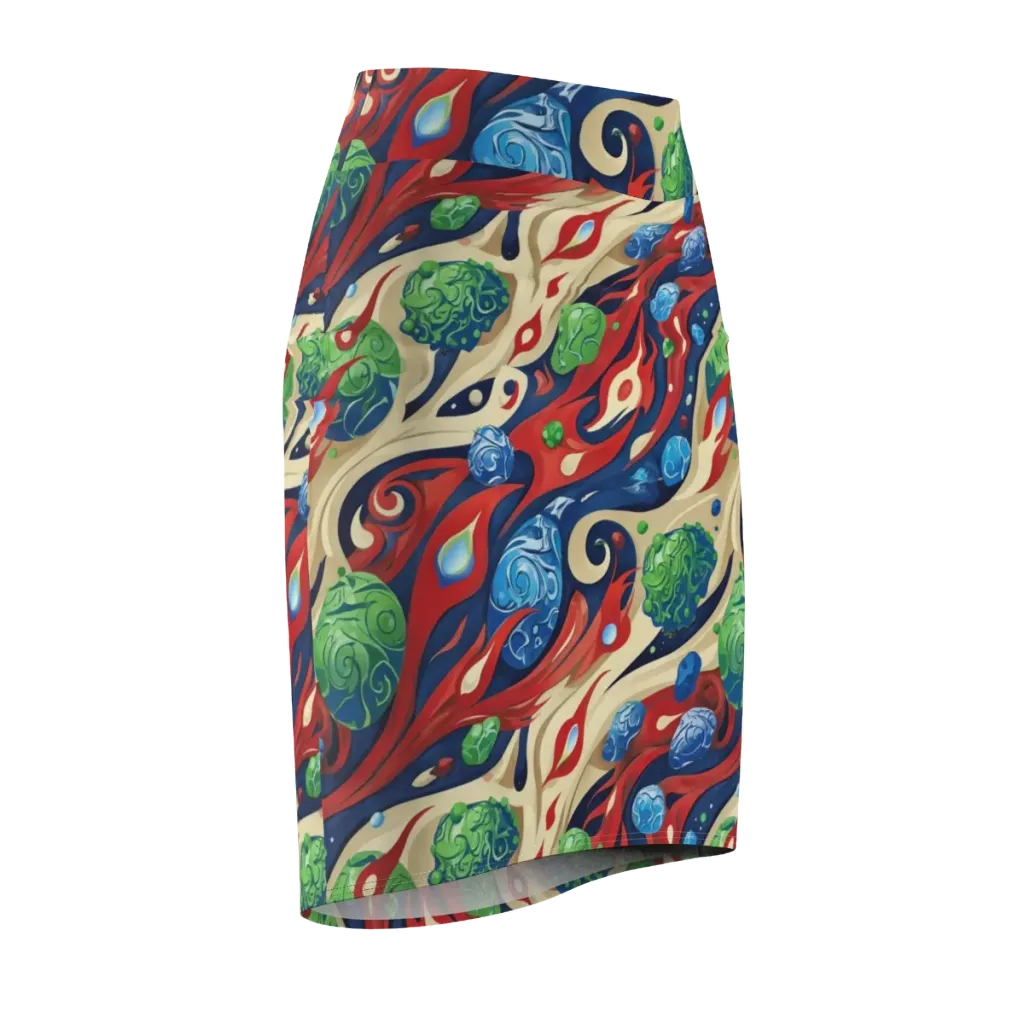Cosmic Sgraffito on Pencil Skirt — Front Side