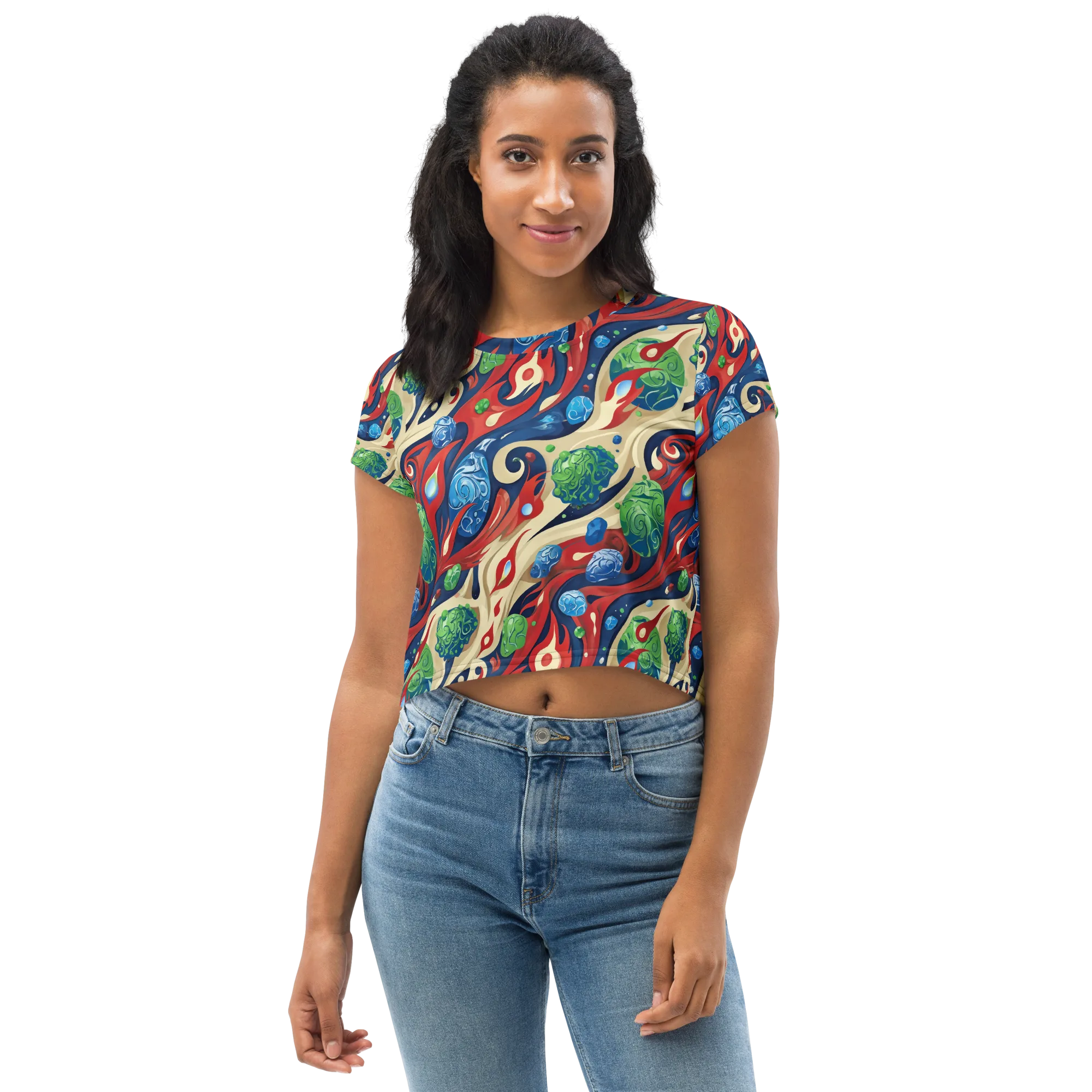 Cosmic Sgraffito on Crop Tee — Front