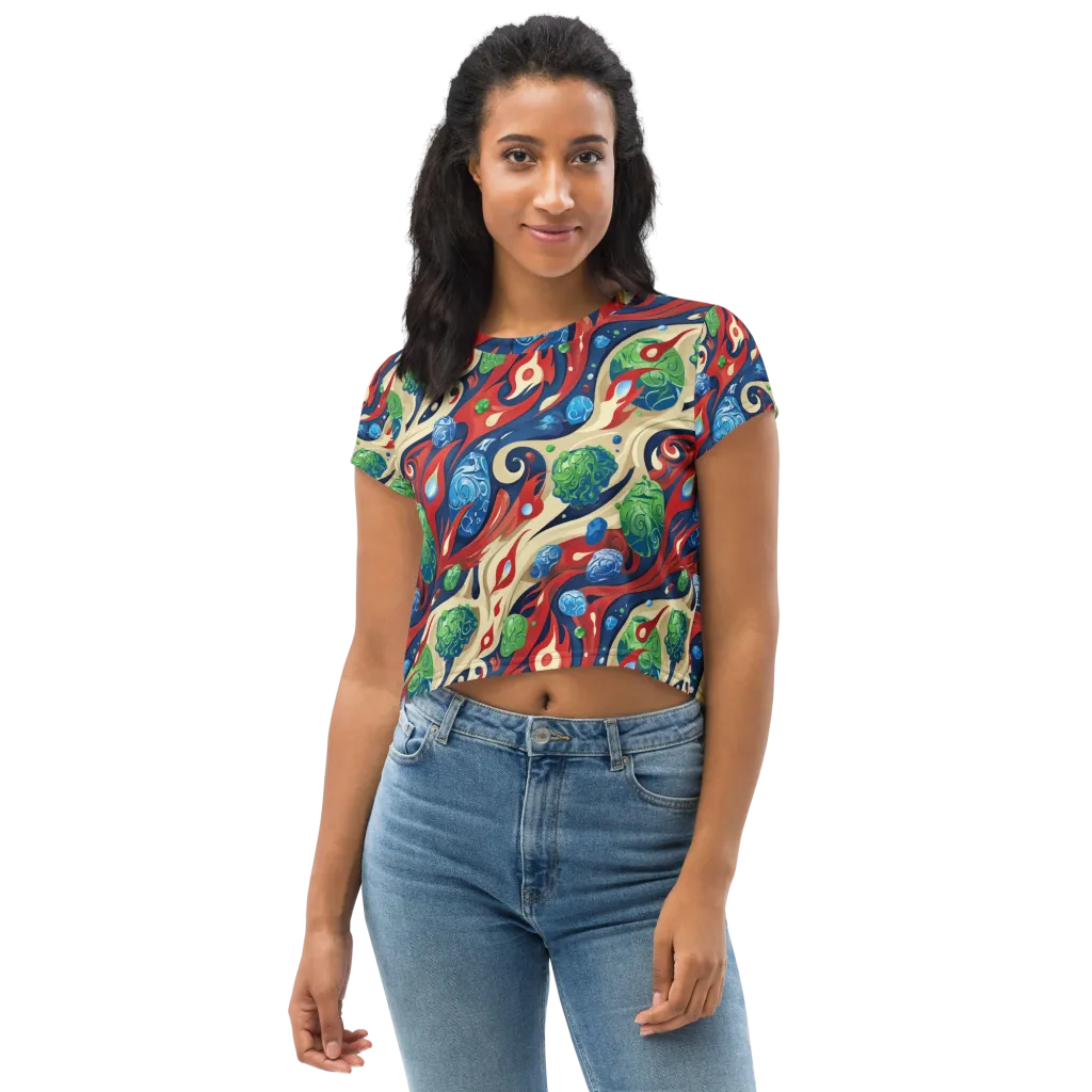 Cosmic Sgraffito on Crop Tee — Front