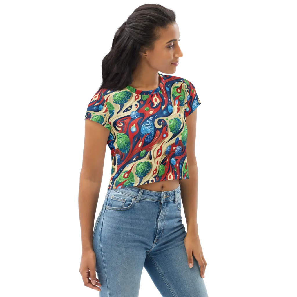 Cosmic Sgraffito on Crop Tee — Right Front