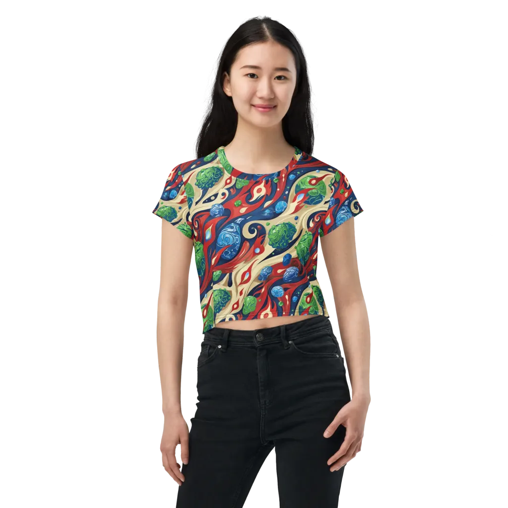 Cosmic Sgraffito on Crop Tee — Front