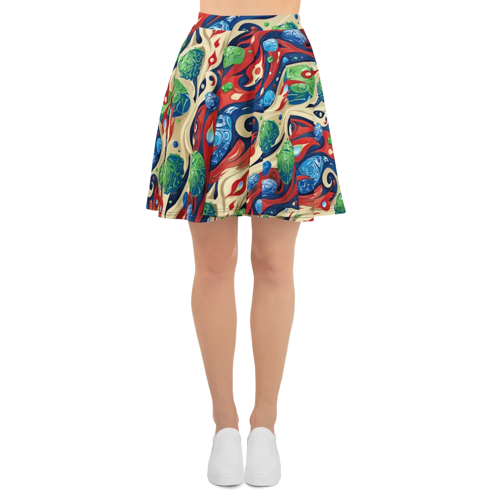 Cosmic Sgraffito on Skater Skirt — Front