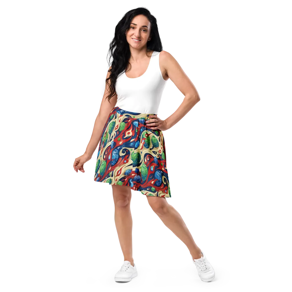 Cosmic Sgraffito on Skater Skirt — Front