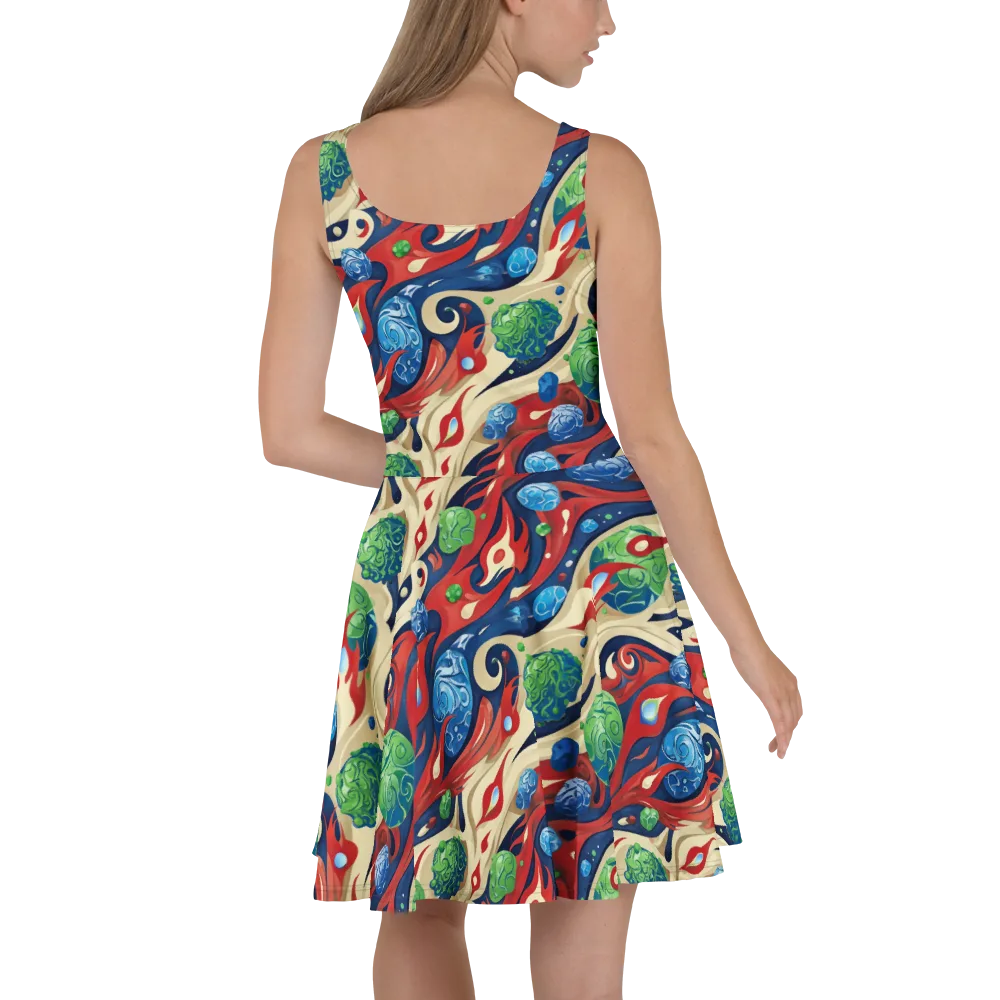 Cosmic Sgraffito on Skater Dress — Back