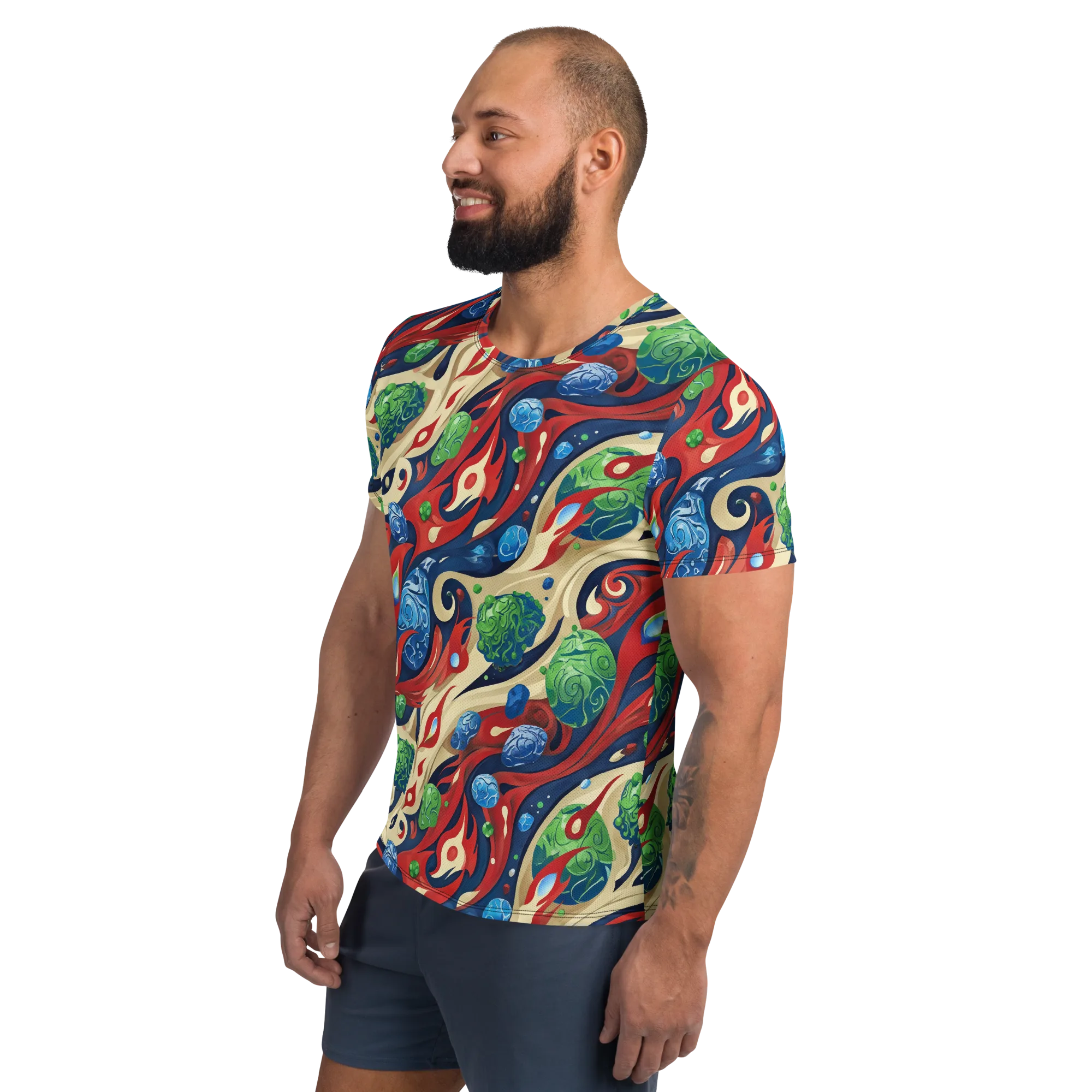 Cosmic Sgraffito on Men's Athletic T-Shirt — Left