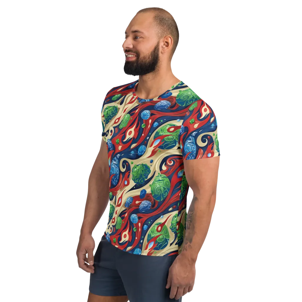 Cosmic Sgraffito on Men's Athletic T-Shirt — Left