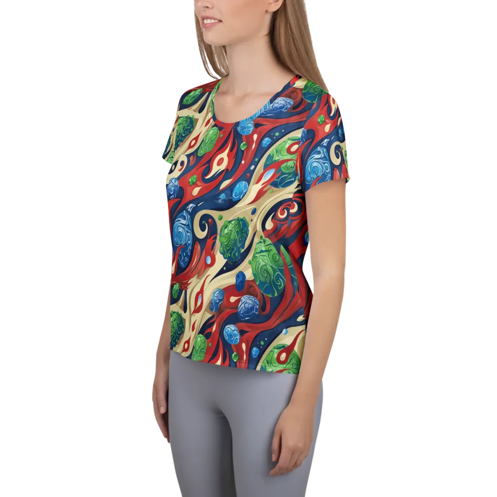 Cosmic Sgraffito on Women's Athletic T-Shirt — Left
