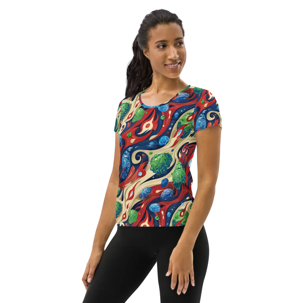 Cosmic Sgraffito on Women's Athletic T-Shirt — Left