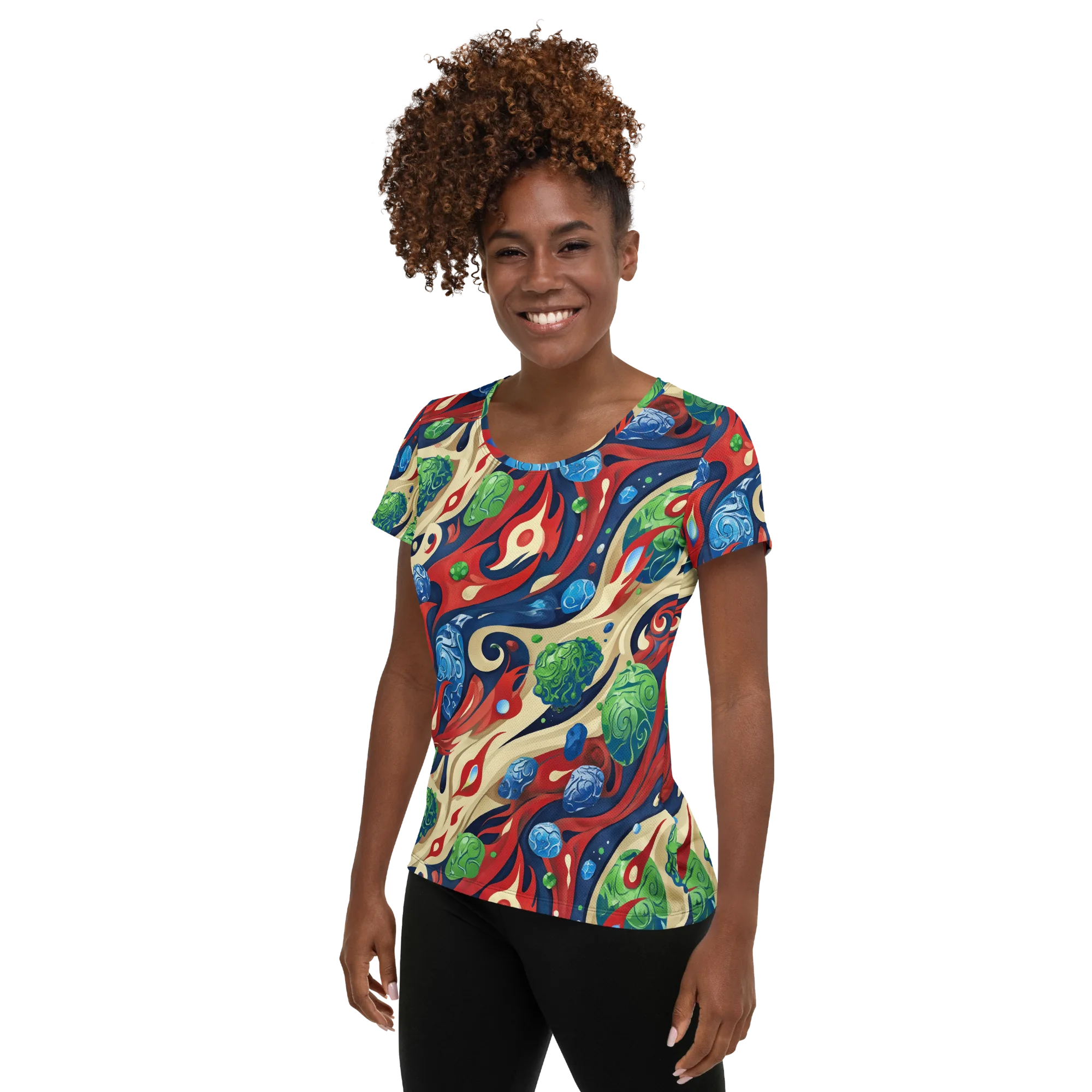 Cosmic Sgraffito on Women's Athletic T-Shirt — Left