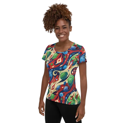 Cosmic Sgraffito on a Women's Athletic T-Shirt