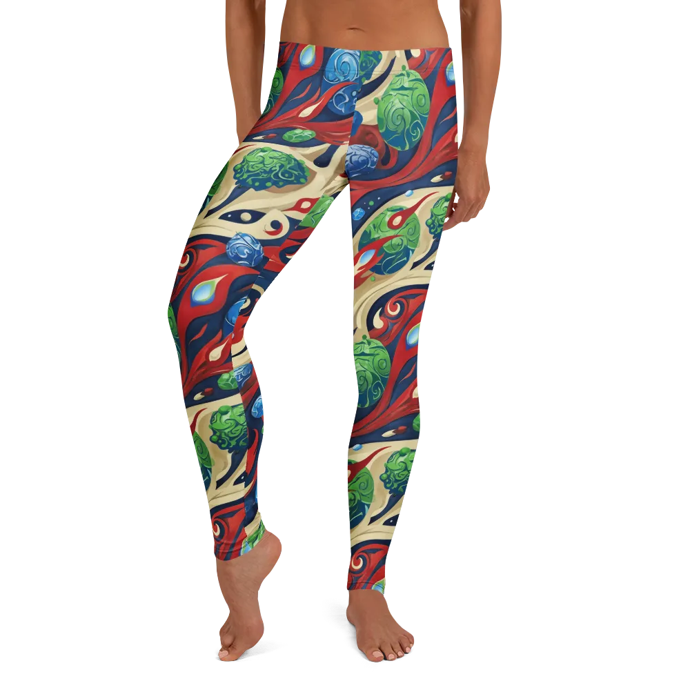 Cosmic Sgraffito on Leggings — Front