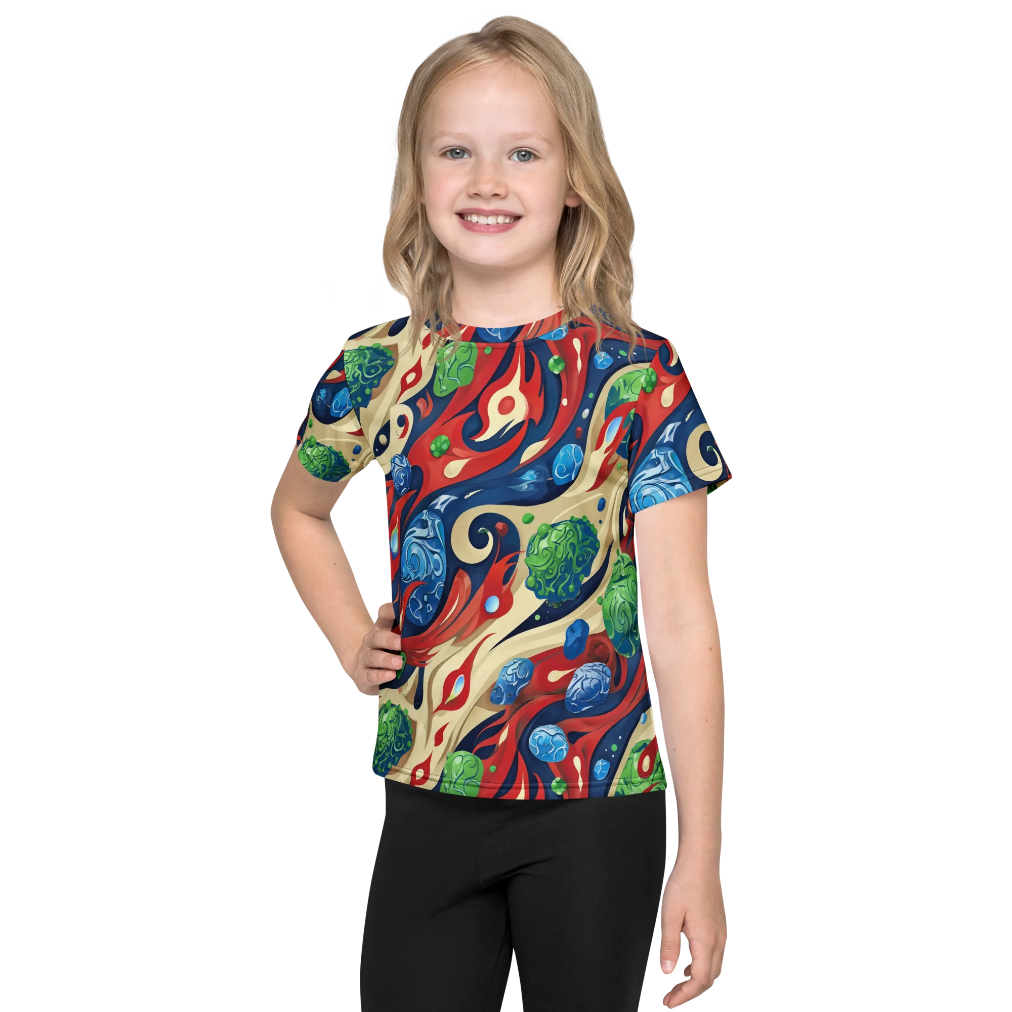 Cosmic Sgraffito on Kids Crew Neck T-Shirt — Front