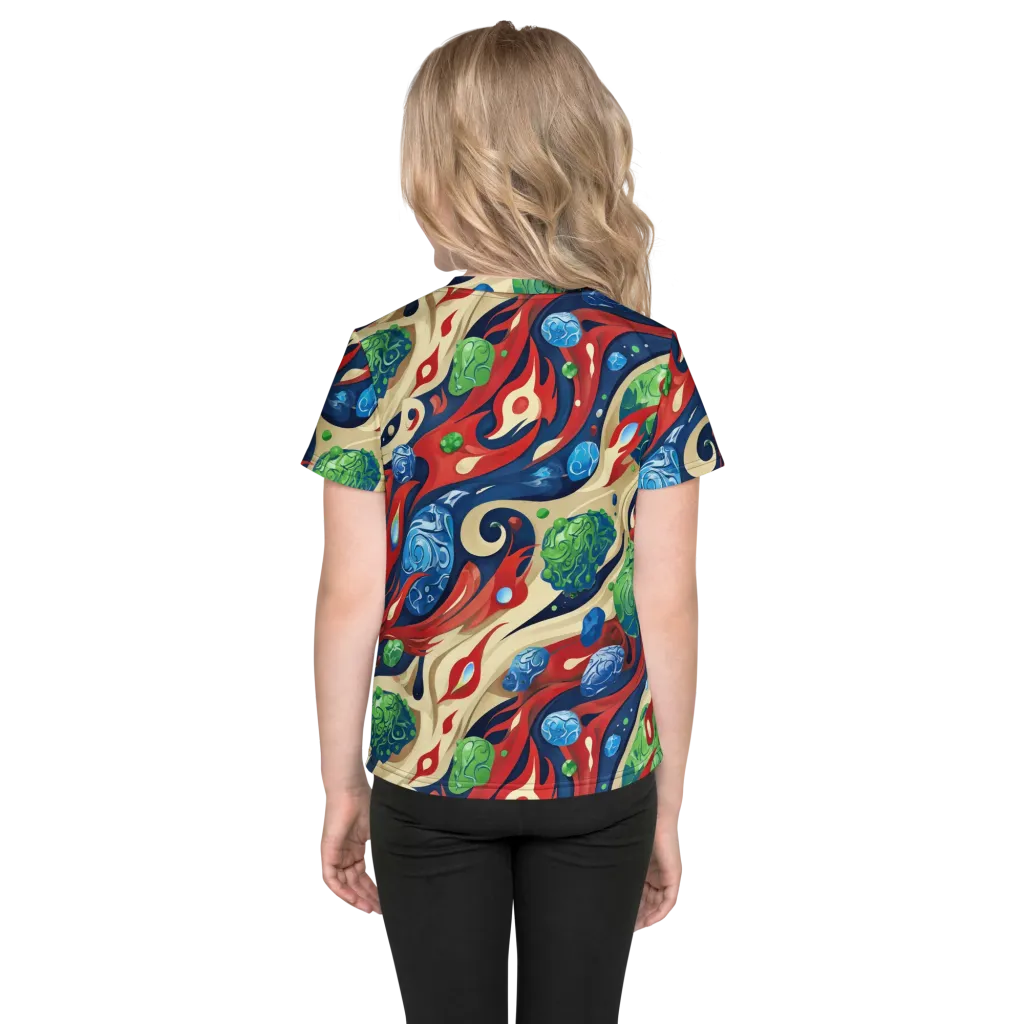Cosmic Sgraffito on Kids Crew Neck T-Shirt — Back