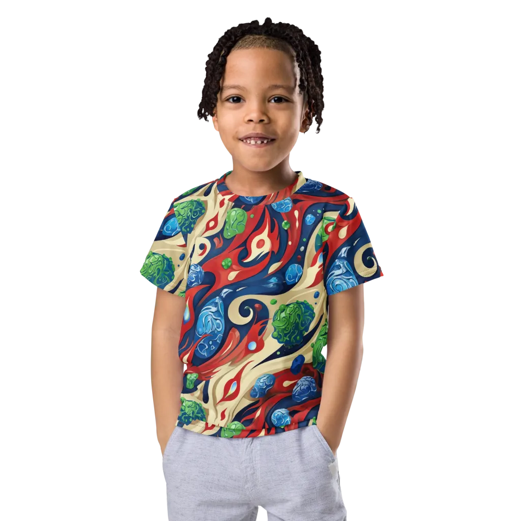 Cosmic Sgraffito on Kids Crew Neck T-Shirt — Front