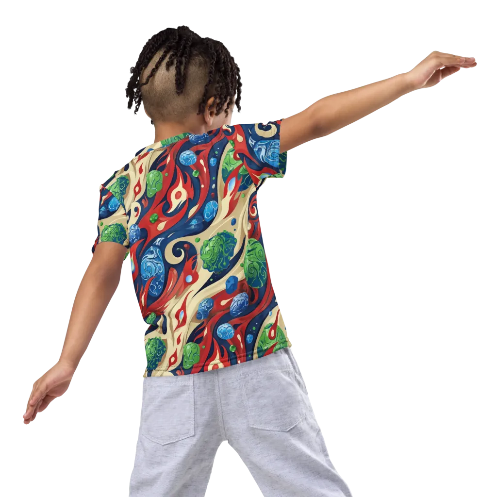 Cosmic Sgraffito on Kids Crew Neck T-Shirt — Back