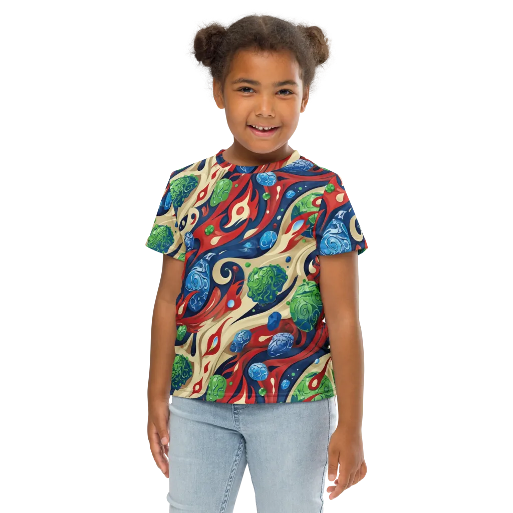 Cosmic Sgraffito on Kids Crew Neck T-Shirt — Front
