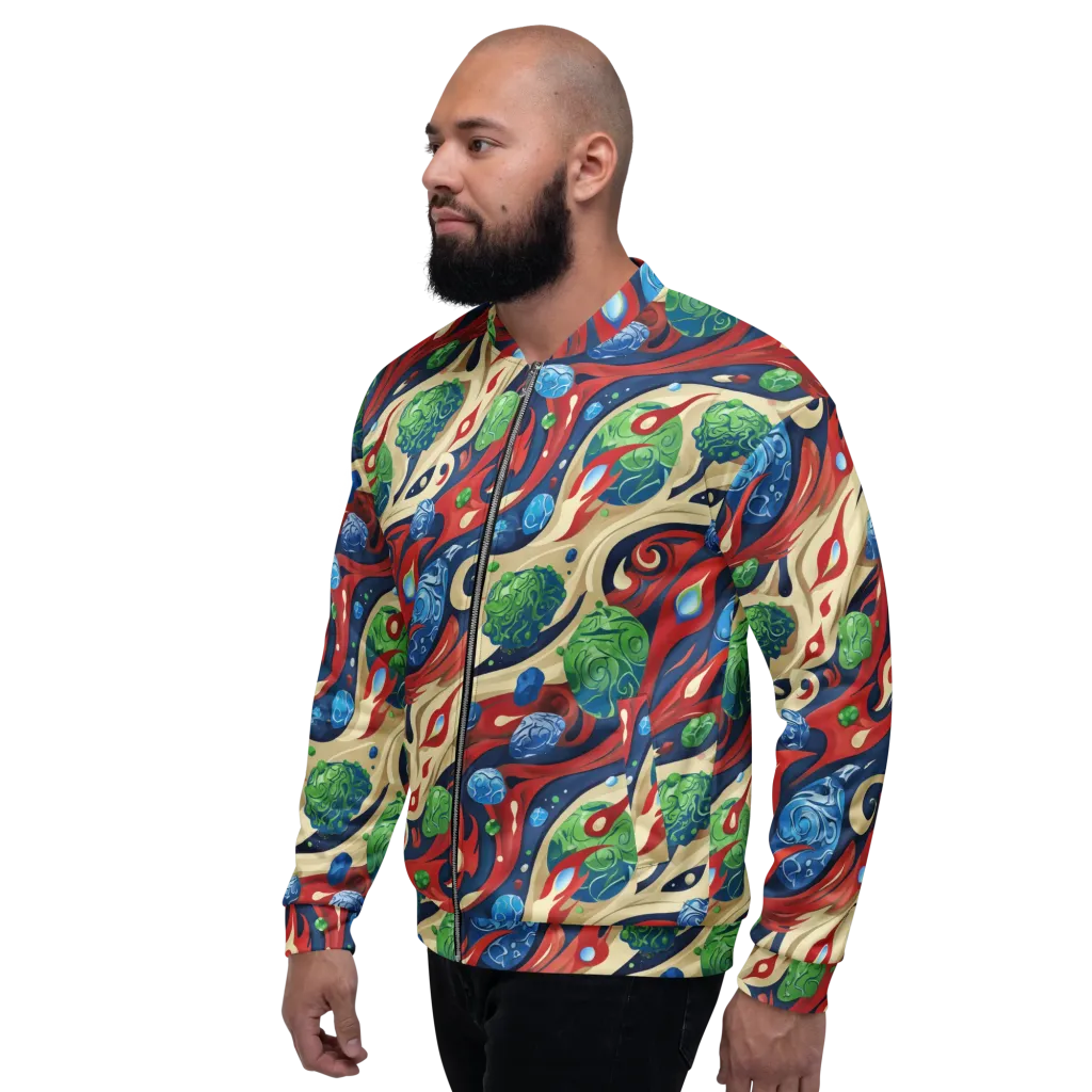 Cosmic Sgraffito on Bomber Jacket — Left