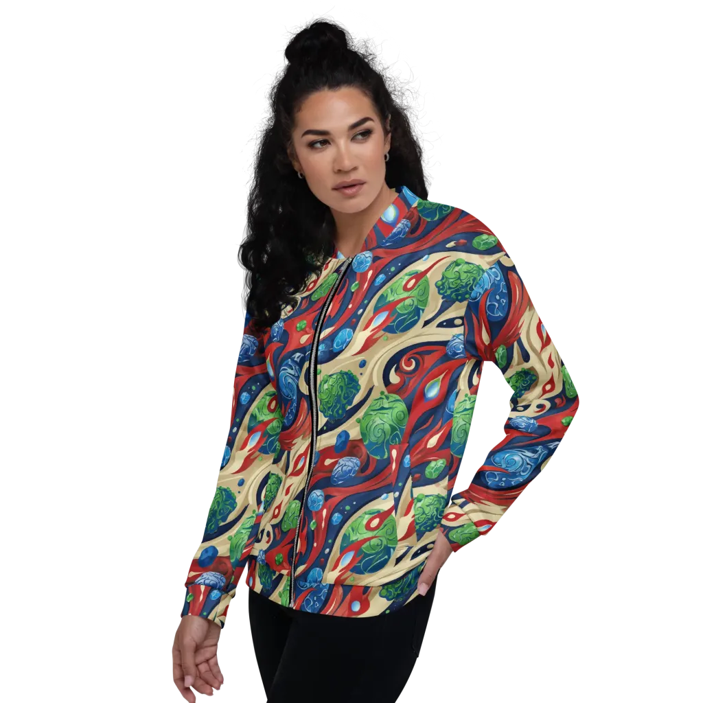 Cosmic Sgraffito on Bomber Jacket — Left