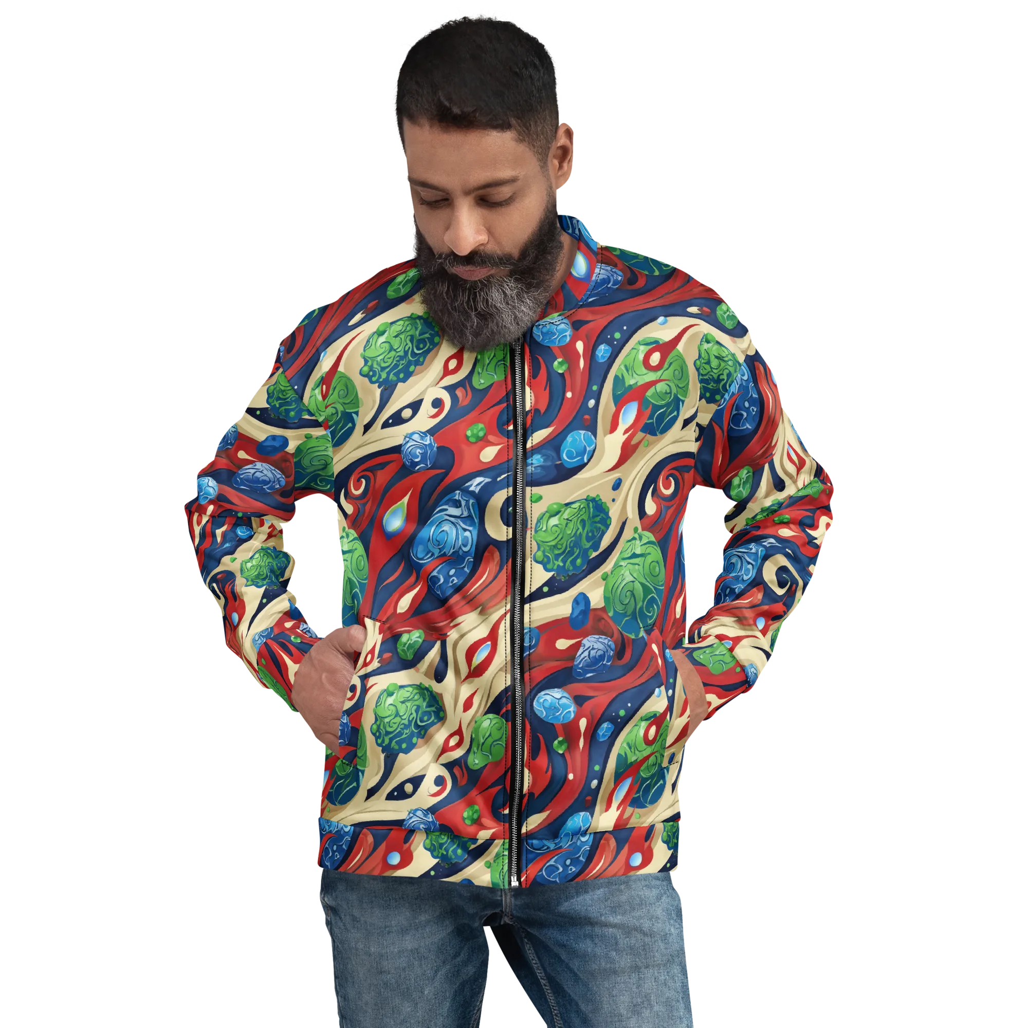 Cosmic Sgraffito on Bomber Jacket — Front