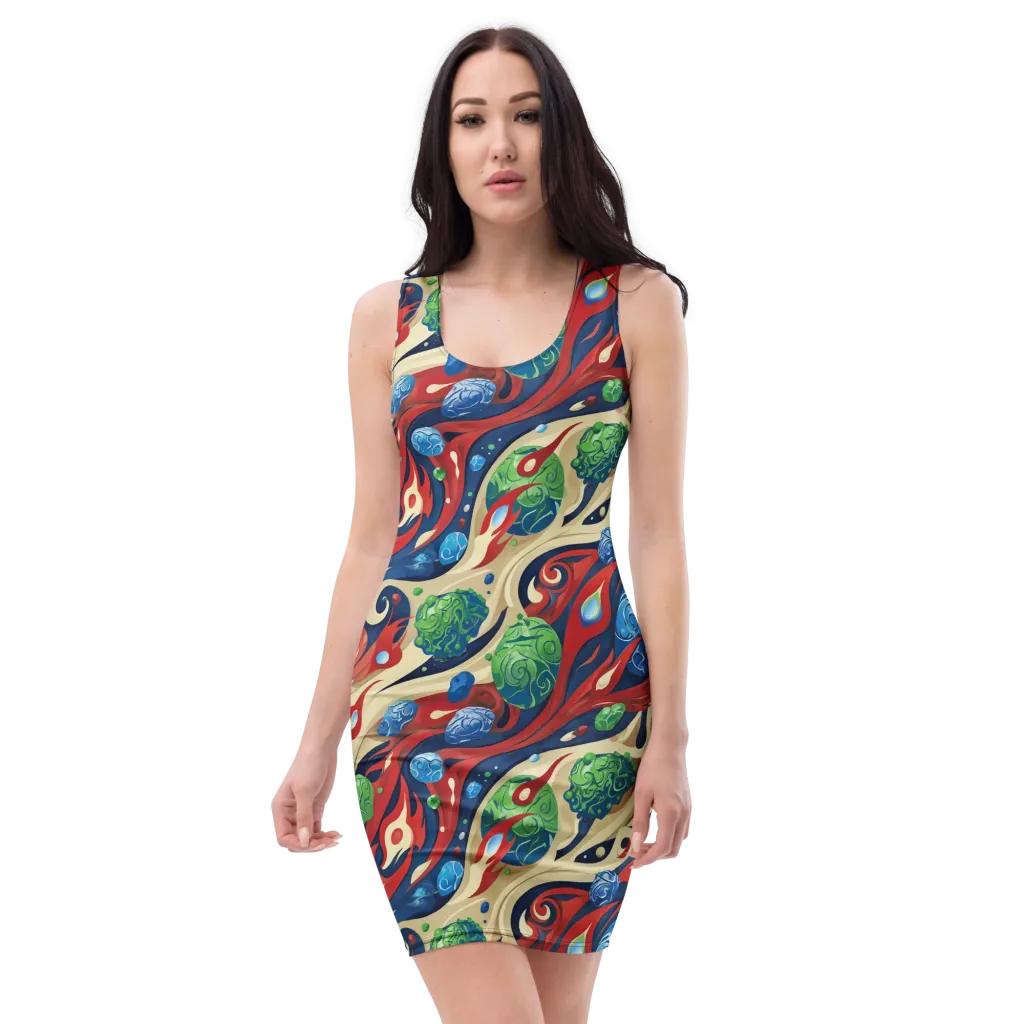 Cosmic Sgraffito on Bodycon Dress — Front