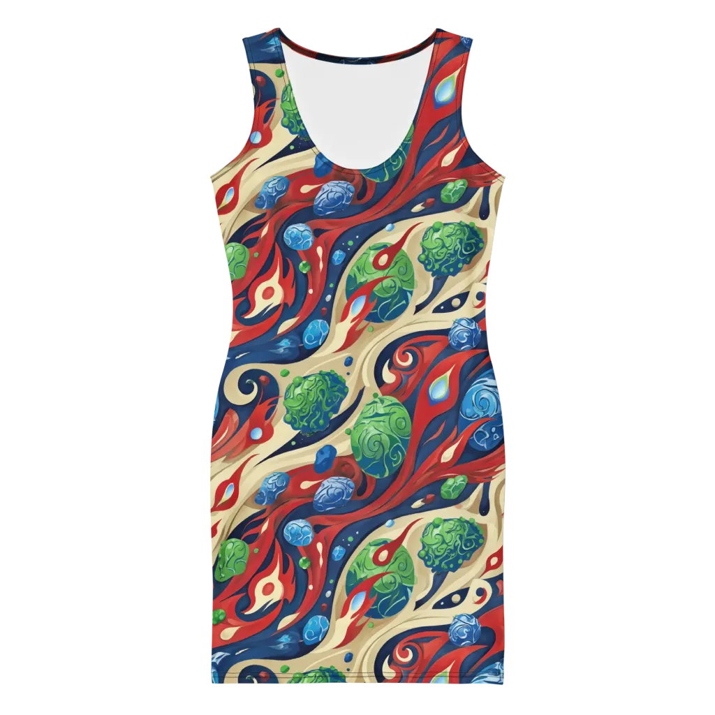 Cosmic Sgraffito on Bodycon Dress — Front