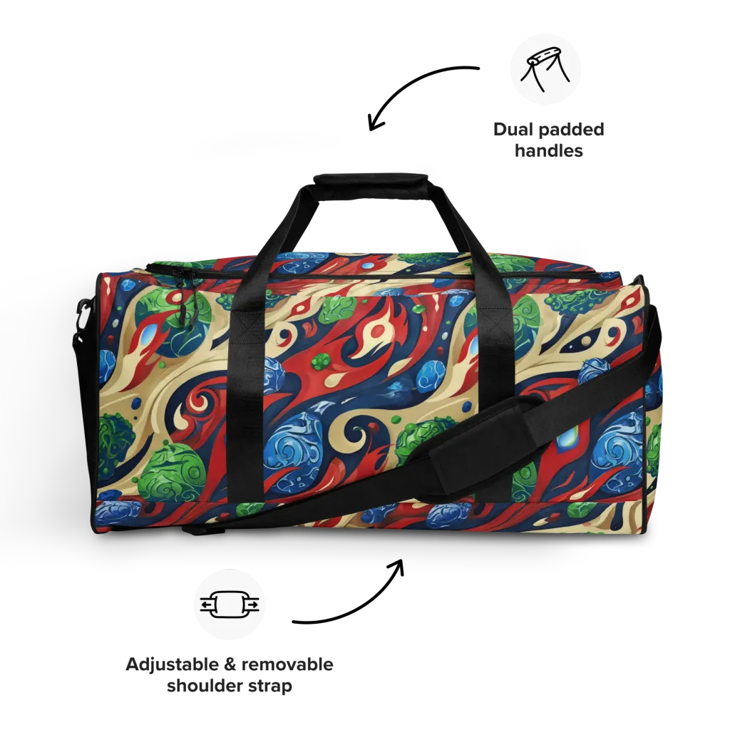Cosmic Sgraffito on Duffle Bag — Front