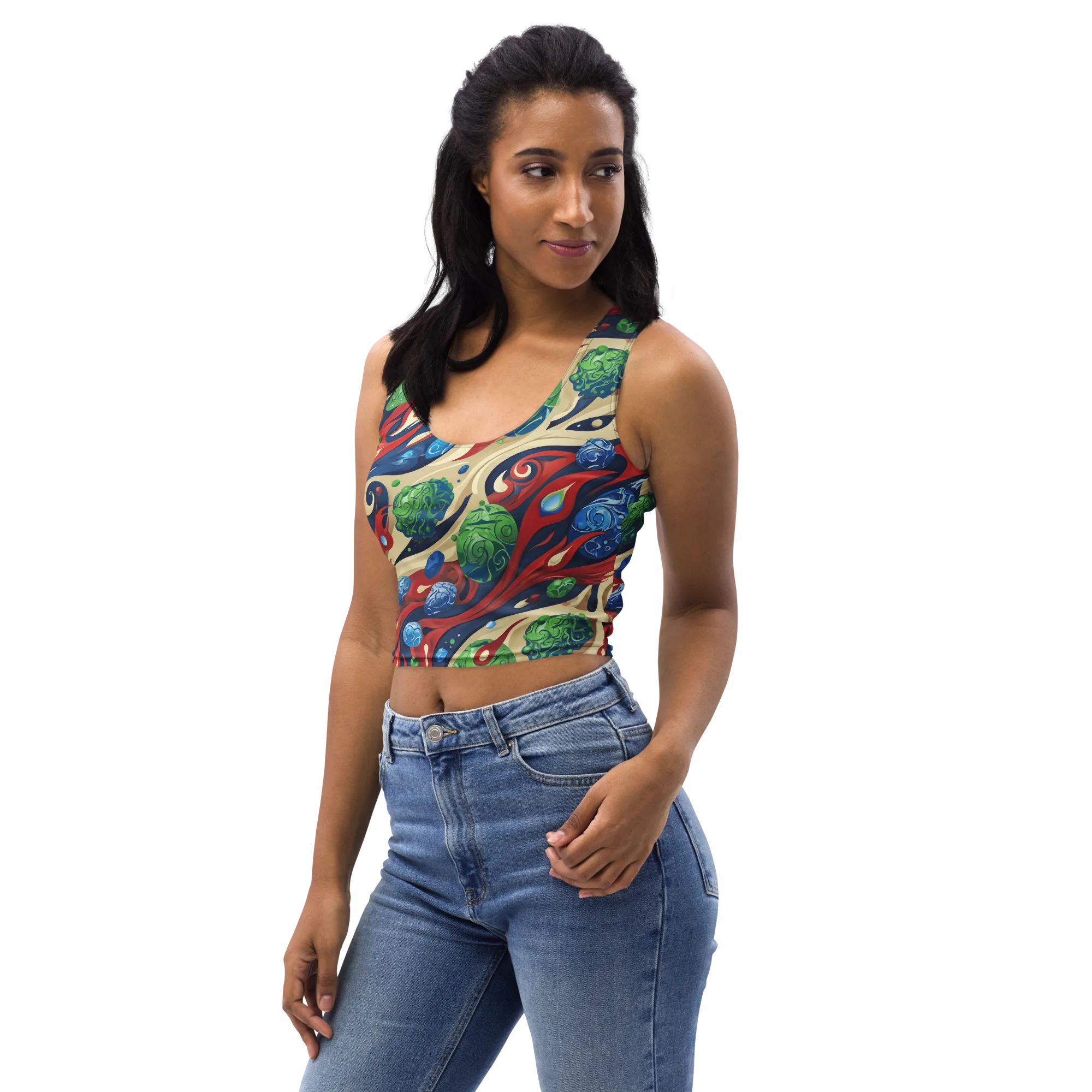 Cosmic Sgraffito on Crop Top — Left Front