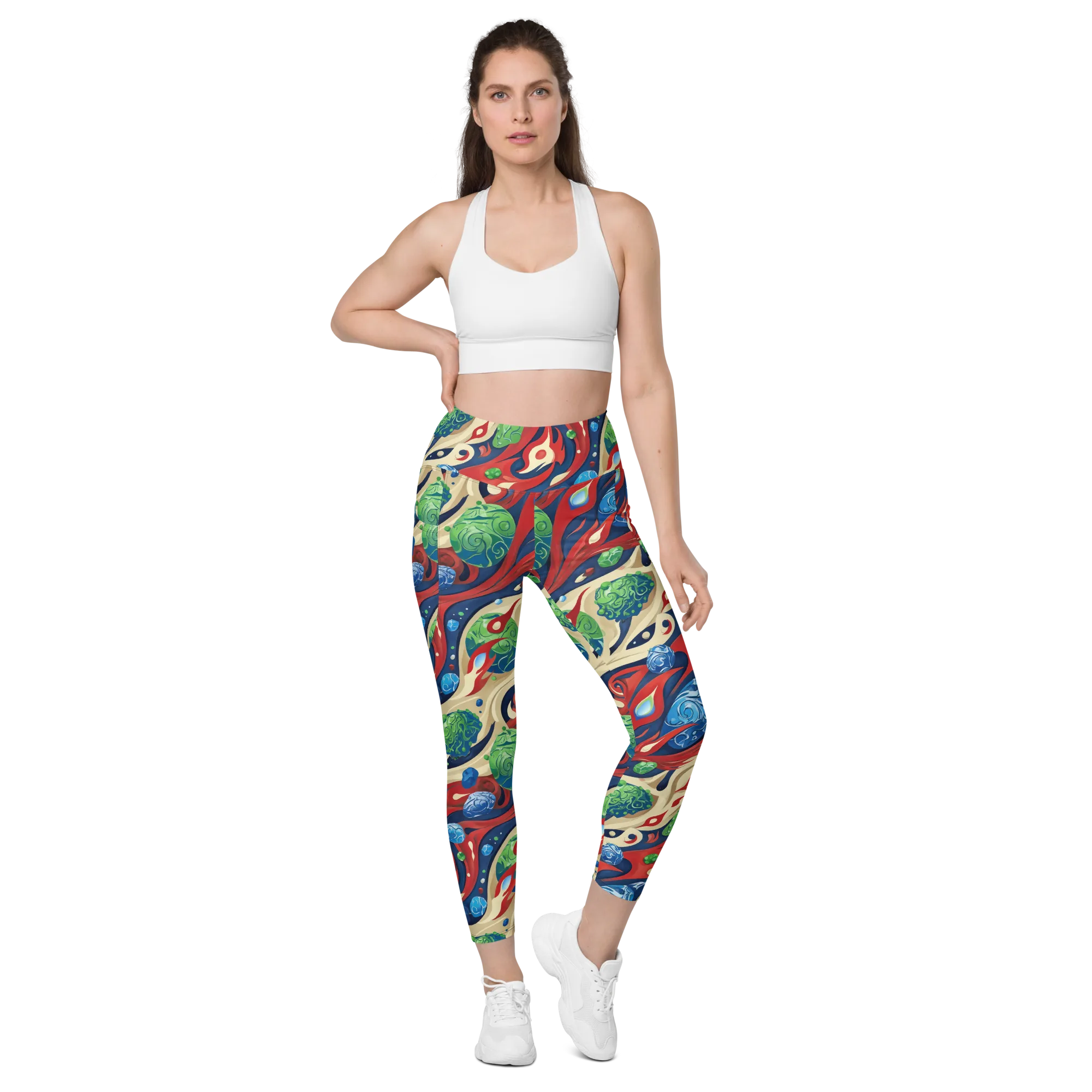Cosmic Sgraffito on Leggings with Pockets — Front