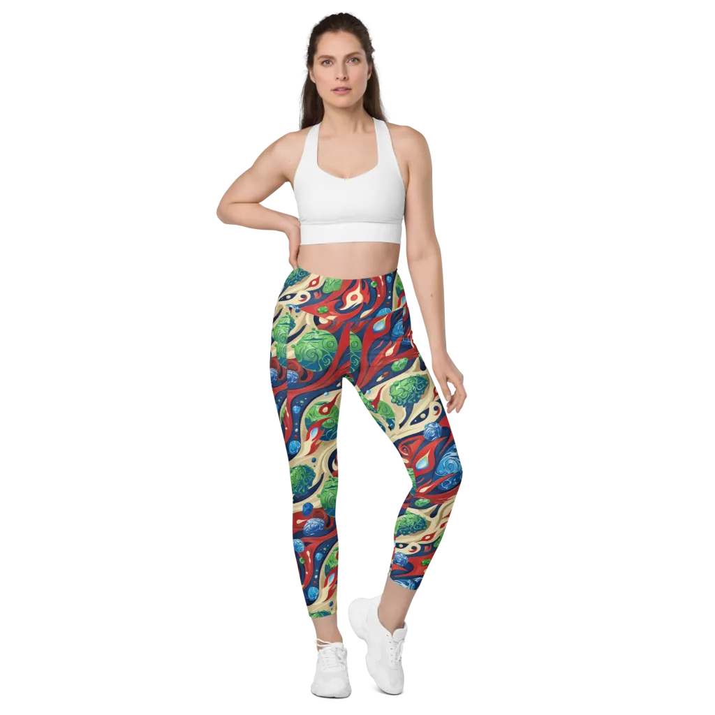 Cosmic Sgraffito on Leggings with Pockets — Front