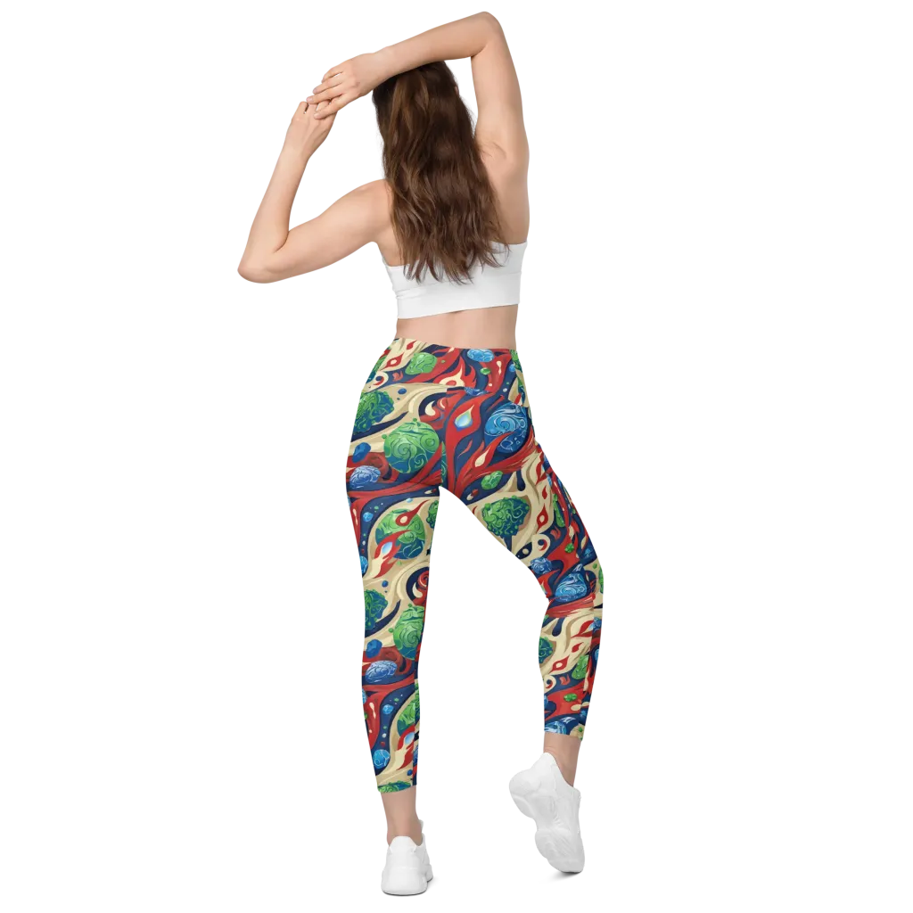 Cosmic Sgraffito on Leggings with Pockets — Back