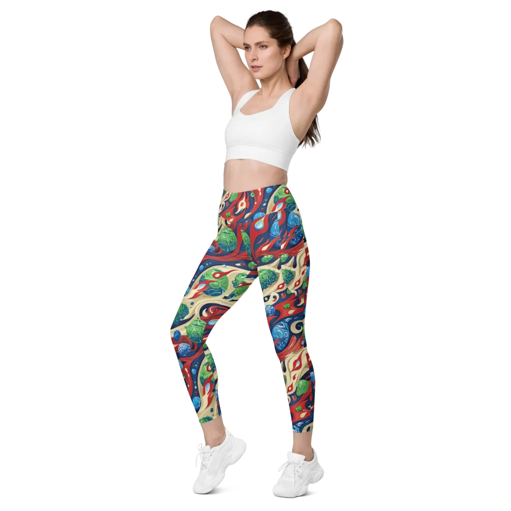 Cosmic Sgraffito on Leggings with Pockets — Left Front