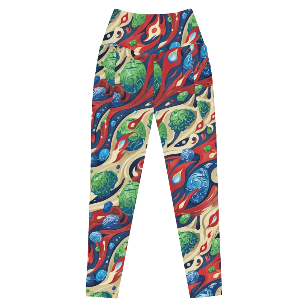 Cosmic Sgraffito on Leggings with Pockets — Front