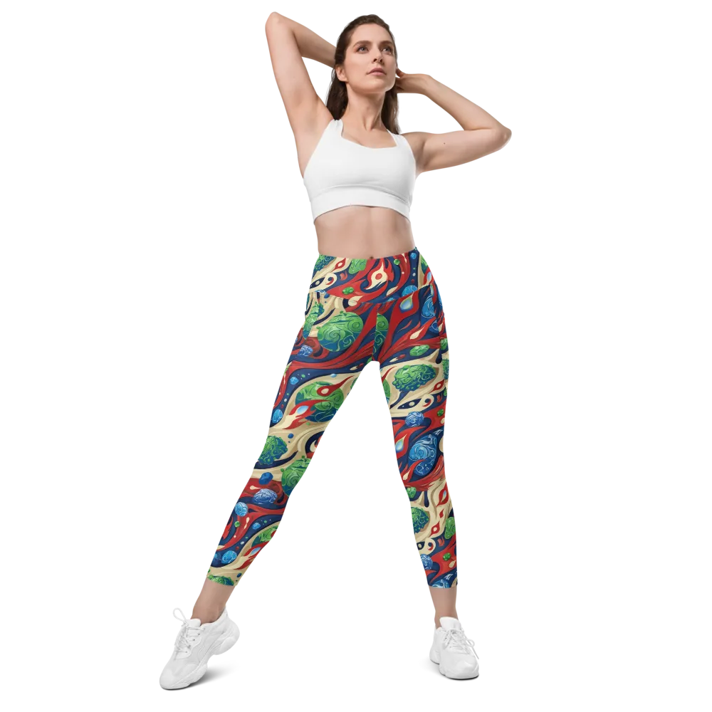 Cosmic Sgraffito on Leggings with Pockets — Front