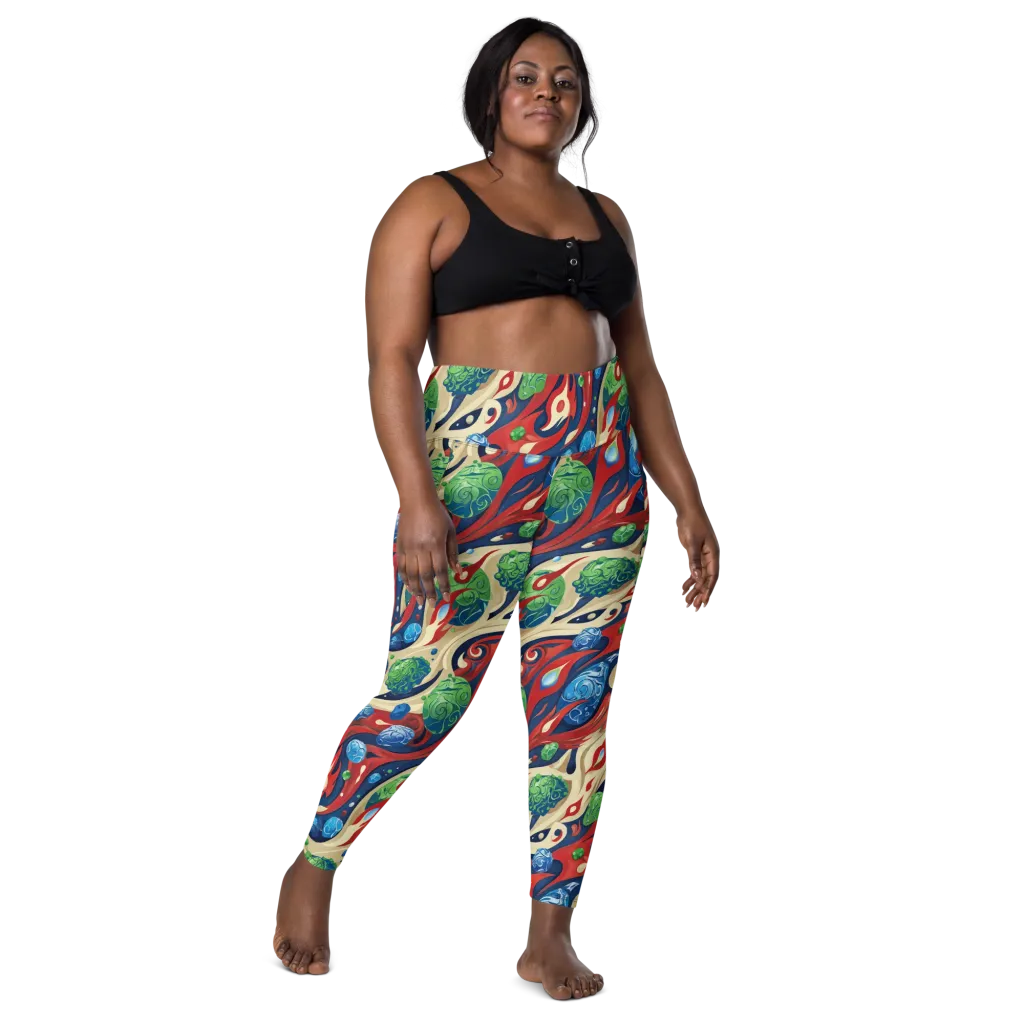Cosmic Sgraffito on Leggings with Pockets — Front