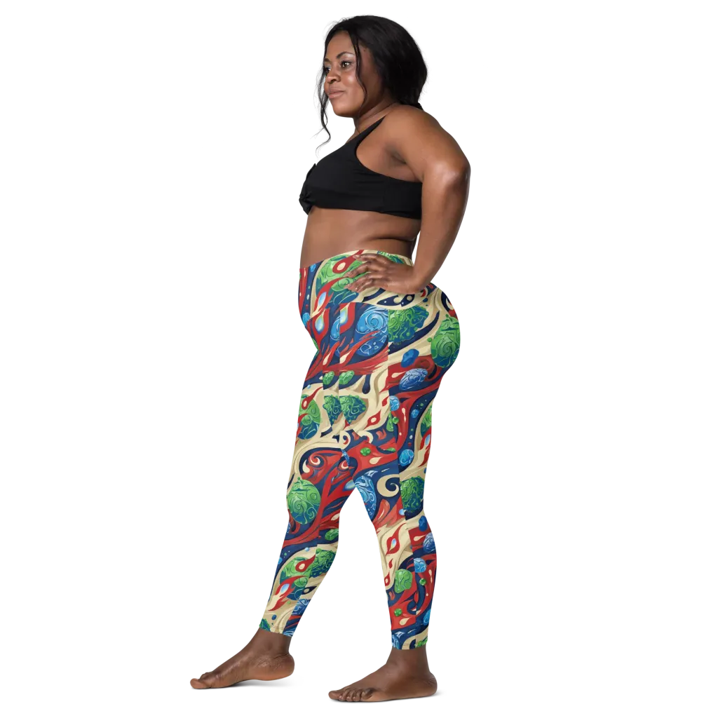 Cosmic Sgraffito on Leggings with Pockets — Left