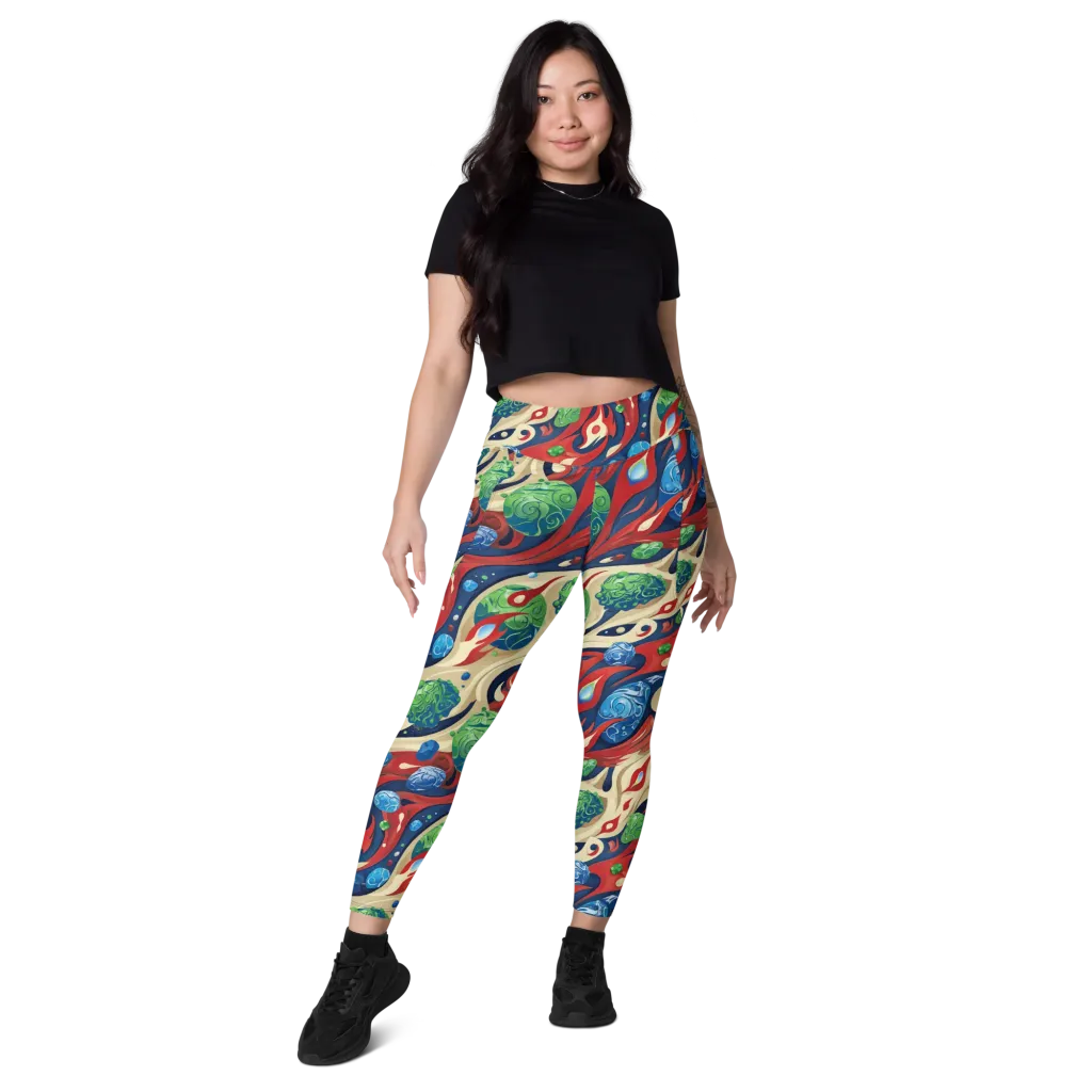 Cosmic Sgraffito on Leggings with Pockets — Front