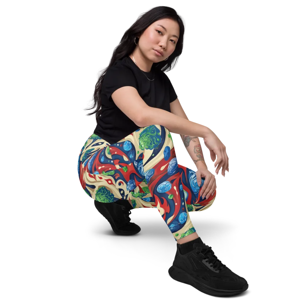 Cosmic Sgraffito on Leggings with Pockets — Right Front