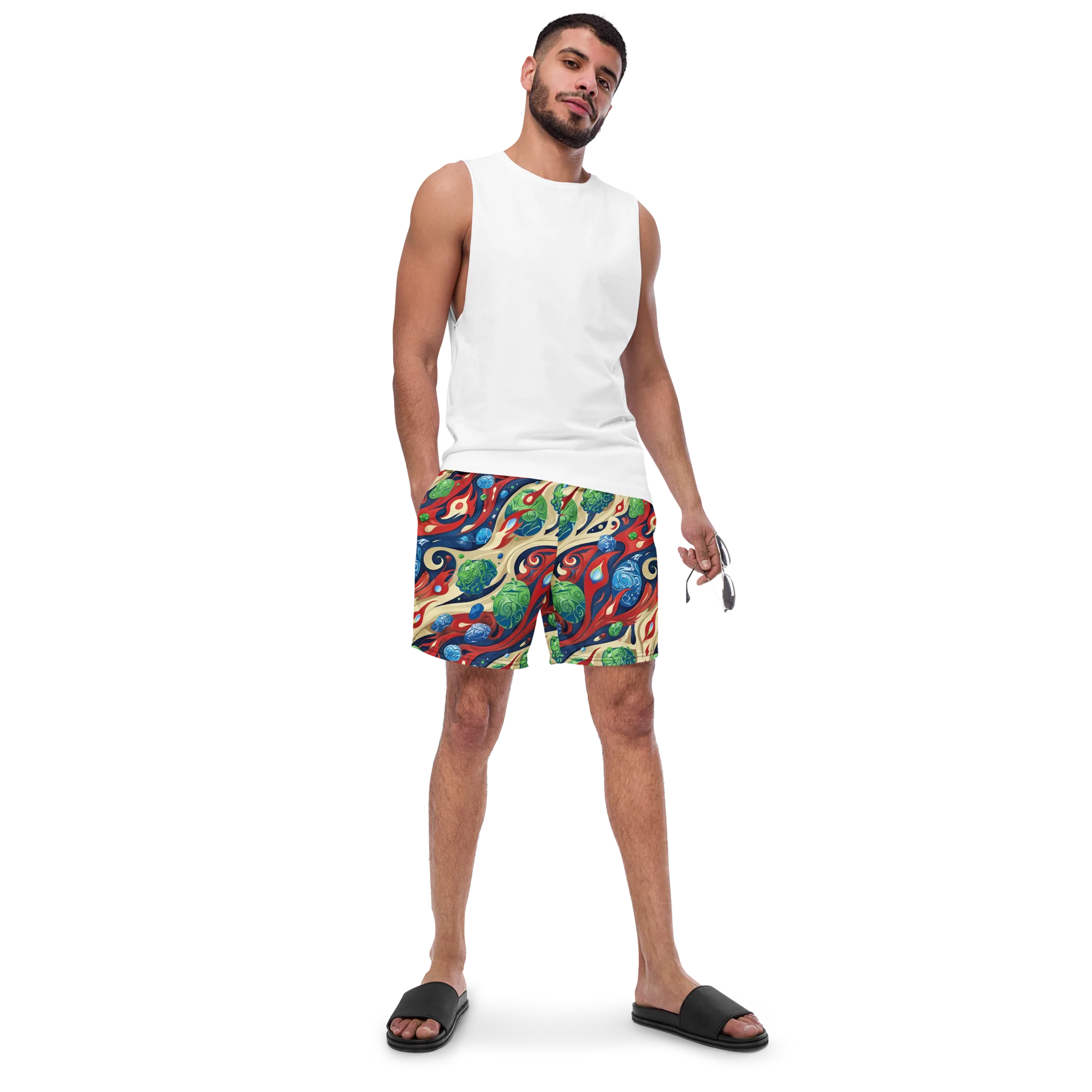 Cosmic Sgraffito on Swim Trunks — Front
