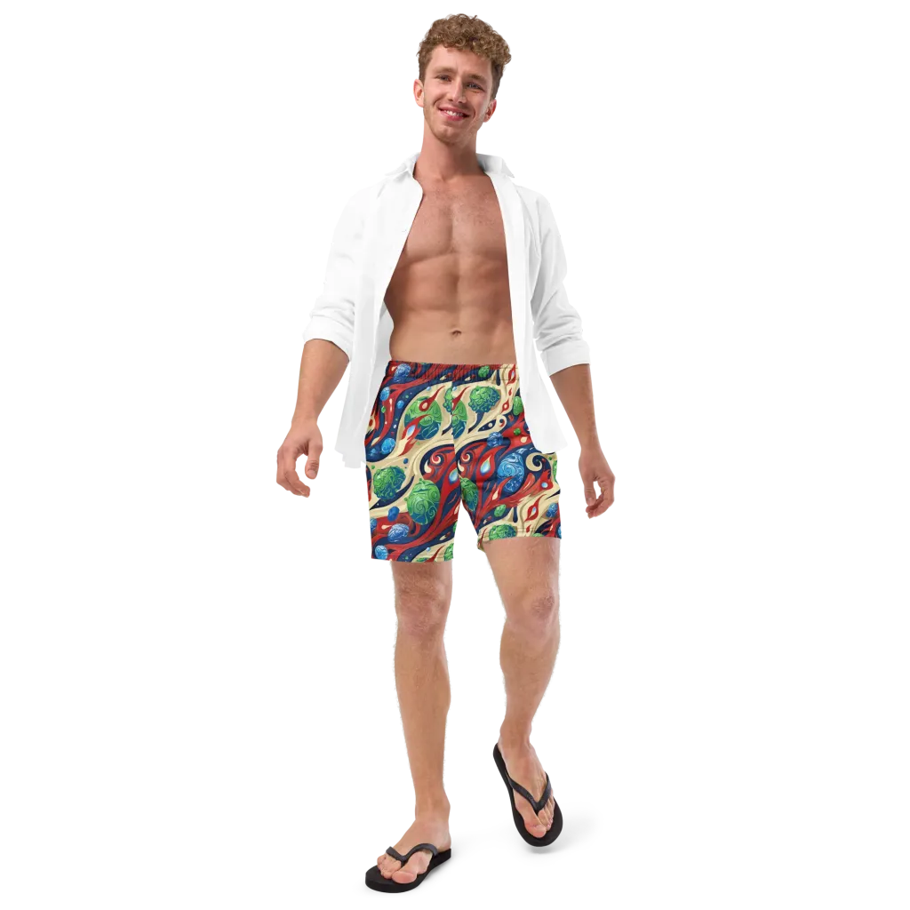 Cosmic Sgraffito on Swim Trunks — Front